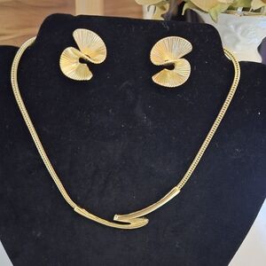 Monet Gold Necklace and Earring Set